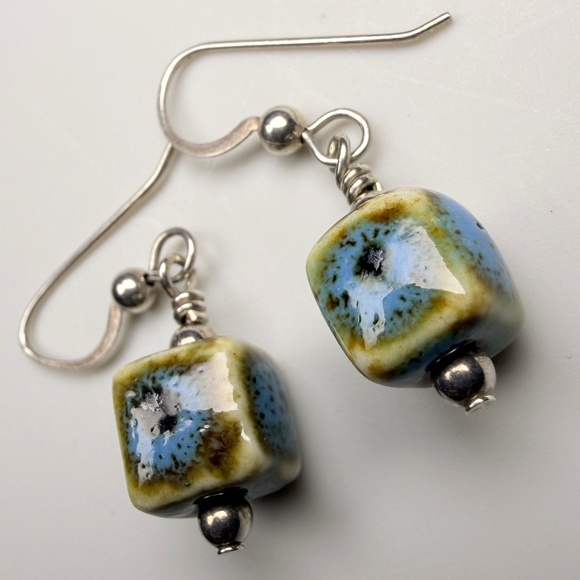 Rustic Ceramic Earrings - Picture 5 of 6
